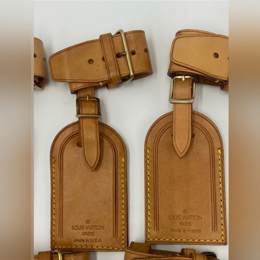 Lots Of Louis Vuitton Tan Leather Luggage Tags with Poignants 20 pcs Total OBO